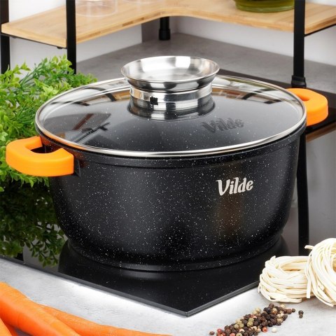 Orion Garnek Granitowy 4,0 L 24 cm Pokrywka Aroma Dozownik Silikon VILDE