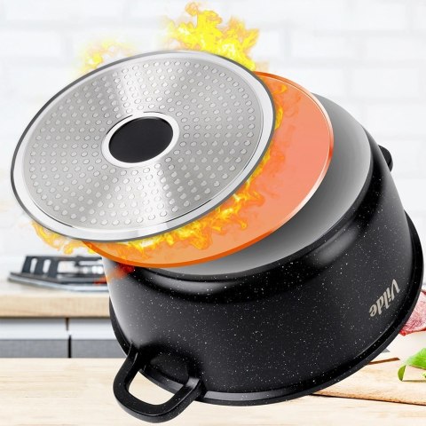 Orion Garnek Granitowy 4,0 L 24 cm Pokrywka Aroma Dozownik Silikon VILDE