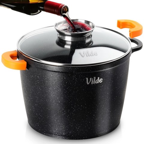 Orion Garnek Granitowy 6,7 L 24 cm Pokrywka Aroma Dozownik Silikon VILDE