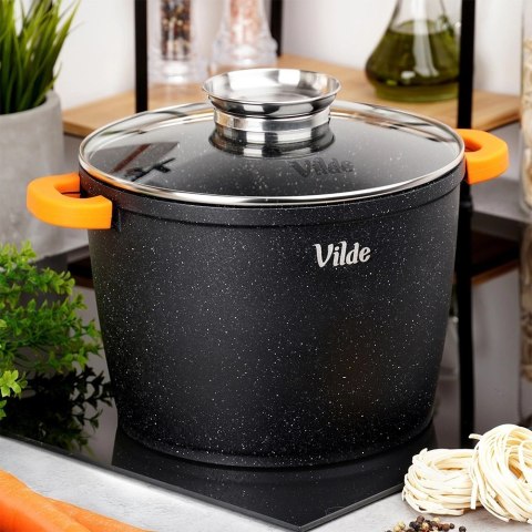 Orion Garnek Granitowy 6,7 L 24 cm Pokrywka Aroma Dozownik Silikon VILDE