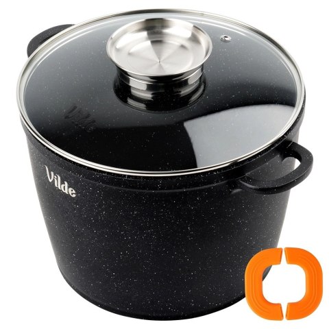 Orion Garnek Granitowy 6,7 L 24 cm Pokrywka Aroma Dozownik Silikon VILDE