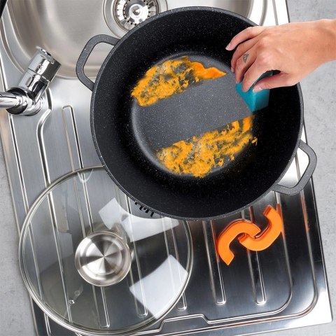 Orion Garnek Granitowy 9,7 L 28 cm Pokrywka Aroma Dozownik Silikon VILDE