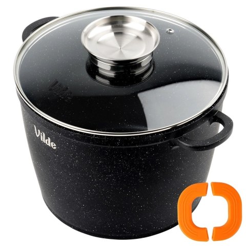 Orion Garnek Granitowy 9,7 L 28 cm Pokrywka Aroma Dozownik Silikon VILDE
