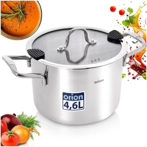 Orion Garnek Stalowy 4,6 L Venice System Odcedzania Indukcja 20 cm ORION