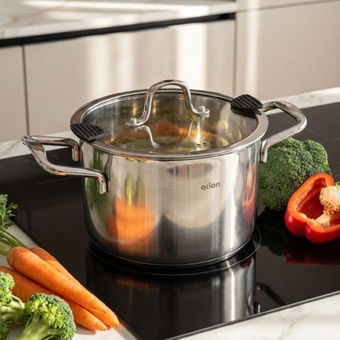 Orion Garnek Stalowy z Pokrywką 2,3 L Venice Odcedzanie Indukcja 18 cm