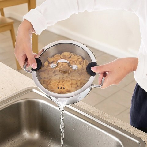 Orion Garnek Stalowy z Pokrywką 2,3 L Venice Odcedzanie Indukcja 18 cm
