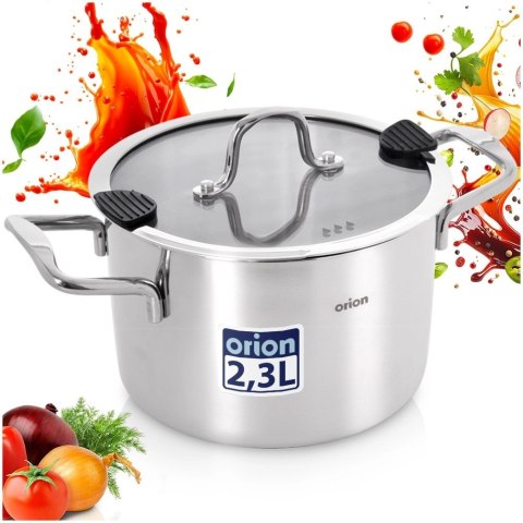 Orion Garnek Stalowy z Pokrywką 2,3 L Venice Odcedzanie Indukcja 18 cm