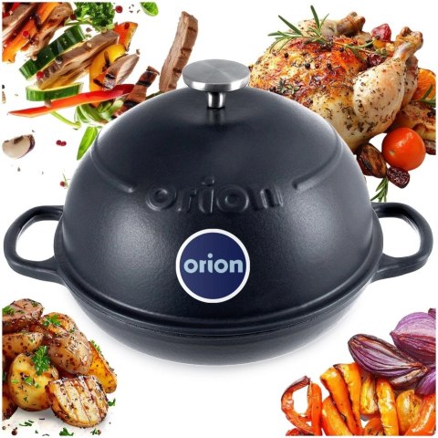 Orion Gęsiarka Żeliwna z Pokrywką 2w1 Granatowa Litina Smalt 1,6 L ORION