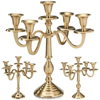 Orion Kandelabr Złoty 30 cm Świecznik na 5 Świec Glamour Metalowy ORION