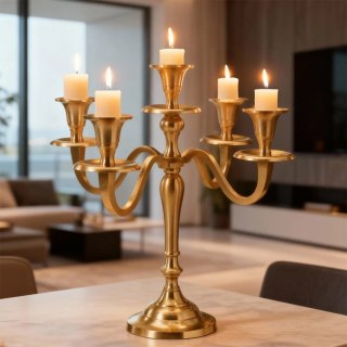 Orion Kandelabr Złoty 30 cm Świecznik na 5 Świec Glamour Metalowy ORION