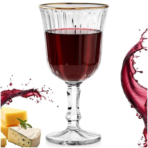Orion Kieliszek Ryflowany 220 ml Złoty Rant do Wina Deserów Napojów