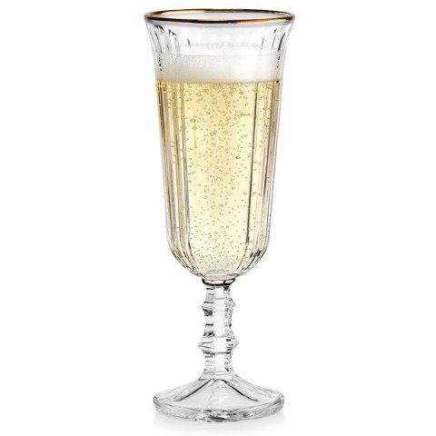 Orion Kieliszek do Szampana Prosecco 120 ml Ryflowany Złoty Rant VILDE Glass