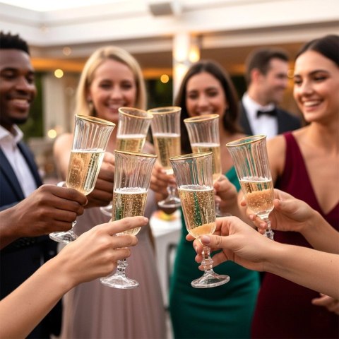 Orion Kieliszek do Szampana Prosecco 120 ml Ryflowany Złoty Rant VILDE Glass