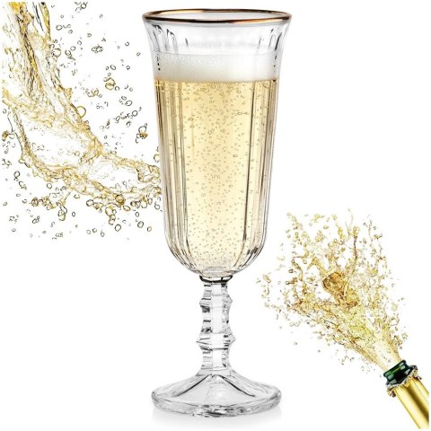 Orion Kieliszek do Szampana Prosecco 120 ml Ryflowany Złoty Rant VILDE Glass