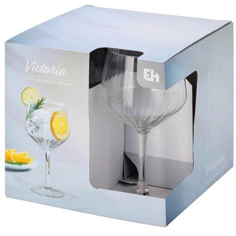Orion Kieliszki do Ginu i Drinków 580 ml Ryflowane Zestaw 4 sztuk VILDE Bar