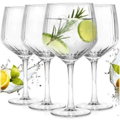 Orion Kieliszki do Ginu i Drinków 580 ml Ryflowane Zestaw 4 sztuk VILDE Bar