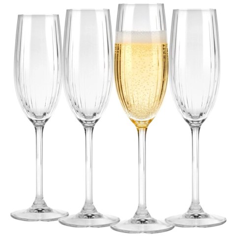 Orion Kieliszki do Szampana Prosecco 4 szt. 210 ml Szkło Wzór Paski do Zmywarki