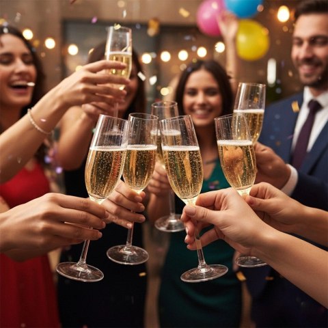 Orion Kieliszki do Szampana Prosecco 4 szt. 210 ml Szkło Wzór Paski do Zmywarki
