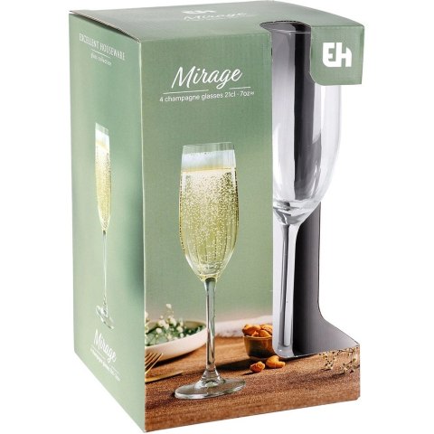 Orion Kieliszki do Szampana Prosecco 4 szt. 210 ml Szkło Wzór Paski do Zmywarki