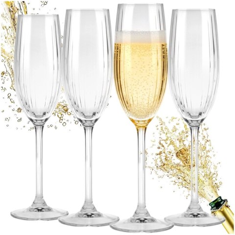 Orion Kieliszki do Szampana Prosecco 4 szt. 210 ml Szkło Wzór Paski do Zmywarki