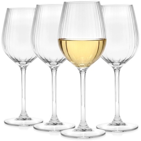 Orion Kieliszki do Wina Białego 380 ml Ryflowane Zestaw 4 szt. Glass