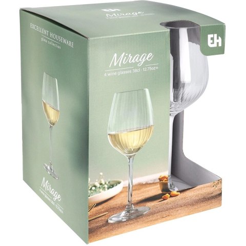Orion Kieliszki do Wina Białego 380 ml Ryflowane Zestaw 4 szt. Glass