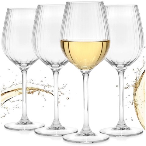 Orion Kieliszki do Wina Białego 380 ml Ryflowane Zestaw 4 szt. Glass