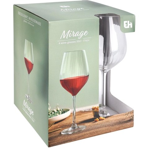 Orion Kieliszki do Wina Czerwonego 490 ml Ryflowane Komplet 4 szt.