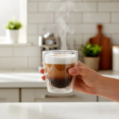 Orion Komplet 2 Szklanek Termicznych 230ml Podwójne Szkło Paskowane Kawa
