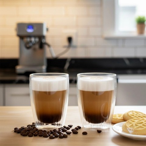 Orion Komplet 2 Szklanek Termicznych 350ml Podwójne Szkło Paskowane Kawa