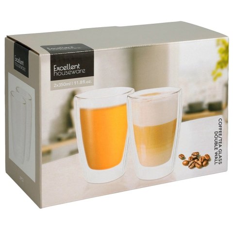 Orion Komplet 2 Szklanek Termicznych 350ml Podwójne Szkło Paskowane Kawa