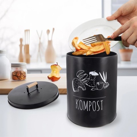 Orion Kompostownik Kuchenny 8 L Metalowy Czarny Filtr Węglowy Bioodpady