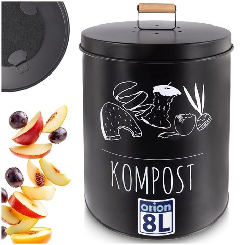 Orion Kompostownik Kuchenny 8 L Metalowy Czarny Filtr Węglowy Bioodpady