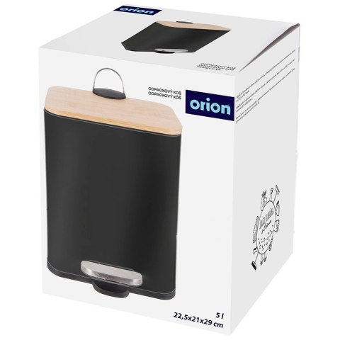 Orion Kosz na Śmieci 5 L Czarny Bambusowa Pokrywa Kwadratowy ORION Pedał