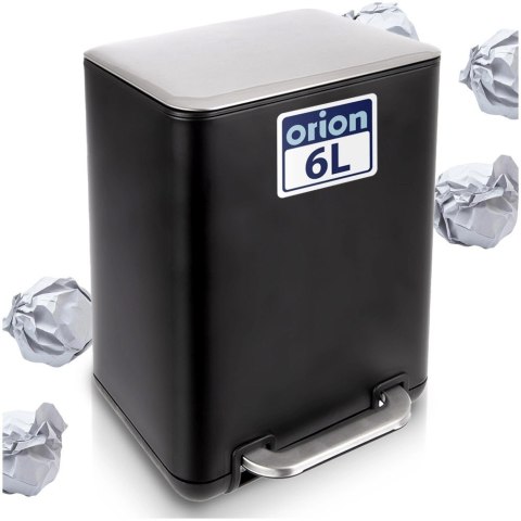 Orion Kosz na Śmieci 6 L Czarny Loft Stal Nierdzewna z Pedałem ORION Slim