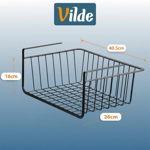 Orion Koszyk Podwieszany Pod Półkę Metalowy Czarny 40 cm z Haczykami VILDE