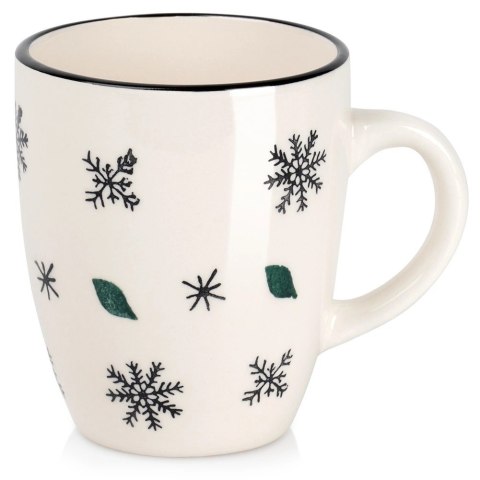 Orion Kubek Ceramiczny Świąteczny 350 ml Biały w Płatki Śniegu Prezent ORION