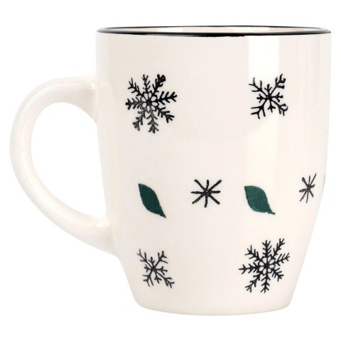 Orion Kubek Ceramiczny Świąteczny 350 ml Biały w Płatki Śniegu Prezent ORION