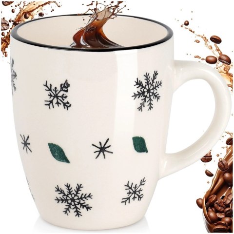 Orion Kubek Ceramiczny Świąteczny 350 ml Biały w Płatki Śniegu Prezent ORION