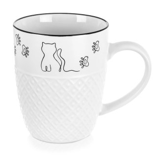 Orion Kubek Porcelanowy 380 ml Kotek Biały z Uchem Prezent dla Kociary