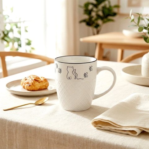 Orion Kubek Porcelanowy 380 ml Kotek Biały z Uchem Prezent dla Kociary