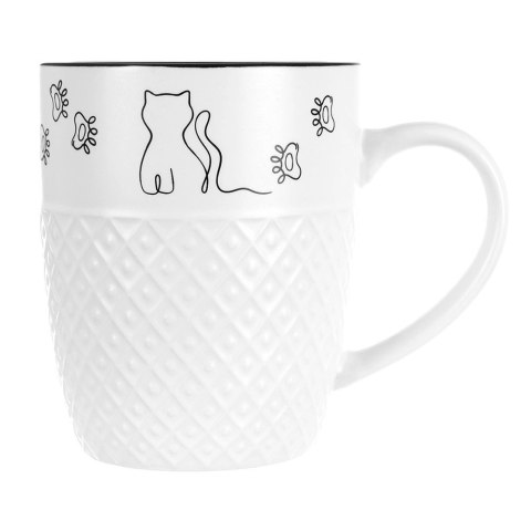 Orion Kubek Porcelanowy 380 ml Kotek Biały z Uchem Prezent dla Kociary