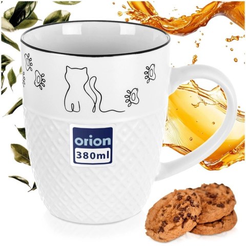Orion Kubek Porcelanowy 380 ml Kotek Biały z Uchem Prezent dla Kociary