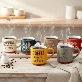 Orion Kubki do Espresso 110 ml Kolorowe Napisy Zestaw 6 szt. Ceramika