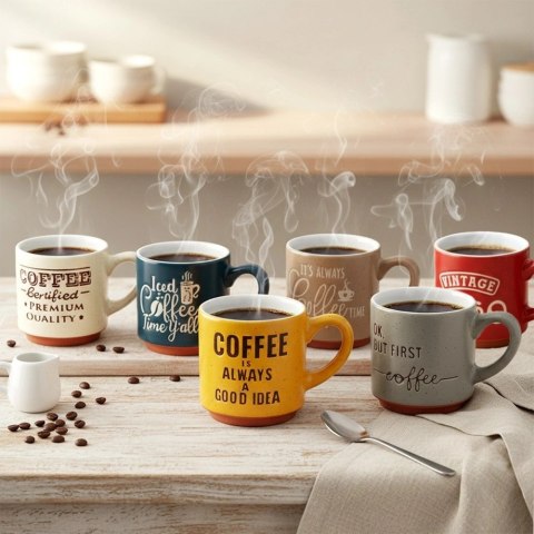 Orion Kubki do Espresso 110 ml Kolorowe Napisy Zestaw 6 szt. Ceramika