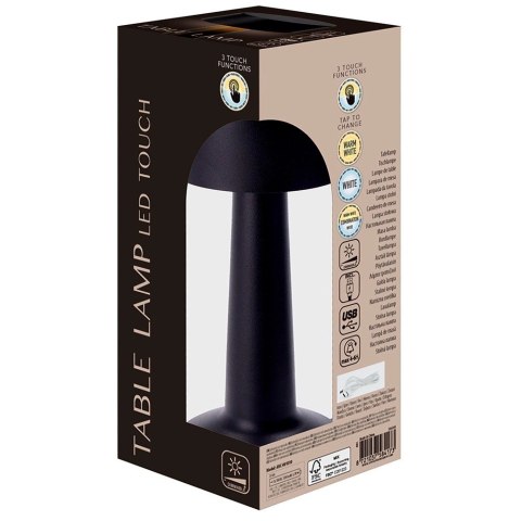 Orion Lampka Stołowa LED Czarna 21 cm Akumulator 3 Tryby Ściemnianie USB