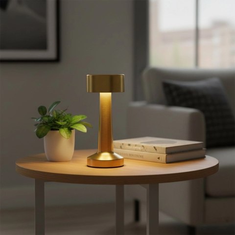 Orion Lampka Stołowa LED Złota 21 cm Akumulator 3 Tryby Ściemnianie USB