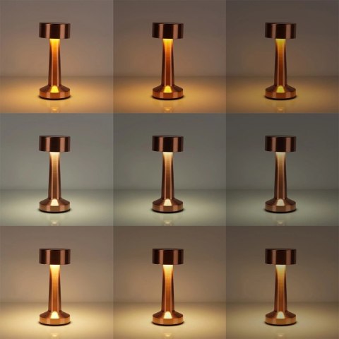 Orion Lampka Stołowa LED Złota 21 cm Akumulator 3 Tryby Ściemnianie USB