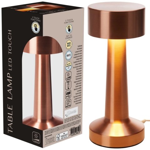 Orion Lampka Stołowa LED Złota 21 cm Akumulator 3 Tryby Ściemnianie USB