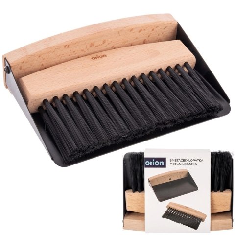 Orion Mini Zmiotka z Szufelką ORION Metal Drewno z Magnesem do Blatu Czarne